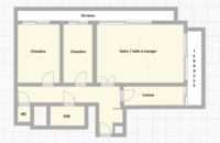 Appartement 81m² : 2 chambres + 2 terrasses - PEB D+